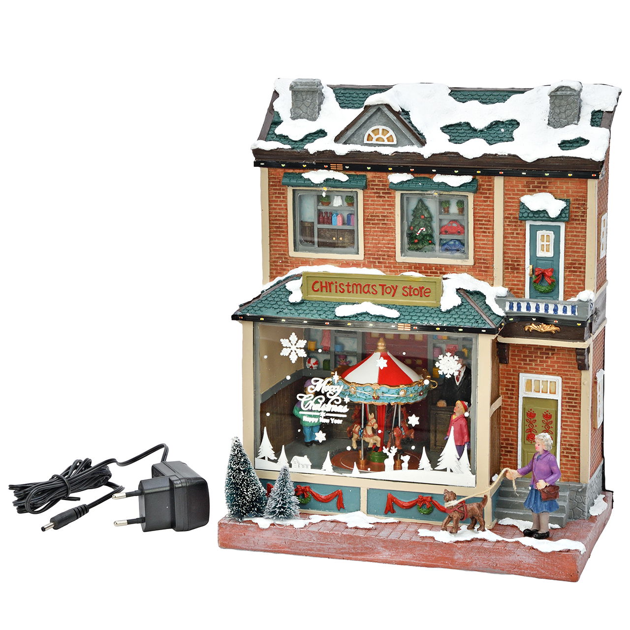 Scena invernale Vetrina di un negozio di giocattoli natalizio con movimento, LED, musica con adattatore in polietilene Colorato (L/H/D) 22,6x28,5x13,5 cm Bonbons, Kind, Weiblich, Mädchen, Person