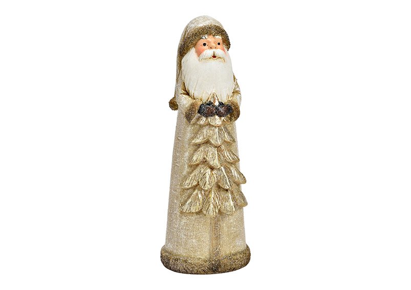 Père Noël avec paillettes en poly champagne (L/H/P) 7x20x7cm