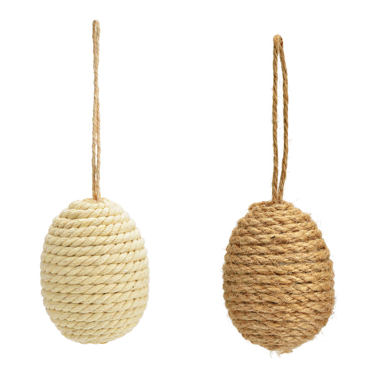 Hänger Eier aus Kunststoff/Jute 12er Set, Braun/Weiß (B/H/T) 6x7x6cm Hänger Eier aus Kunststoff/Jute 12er Set, Braun/Weiß (B/H/T) 6x7x6cm