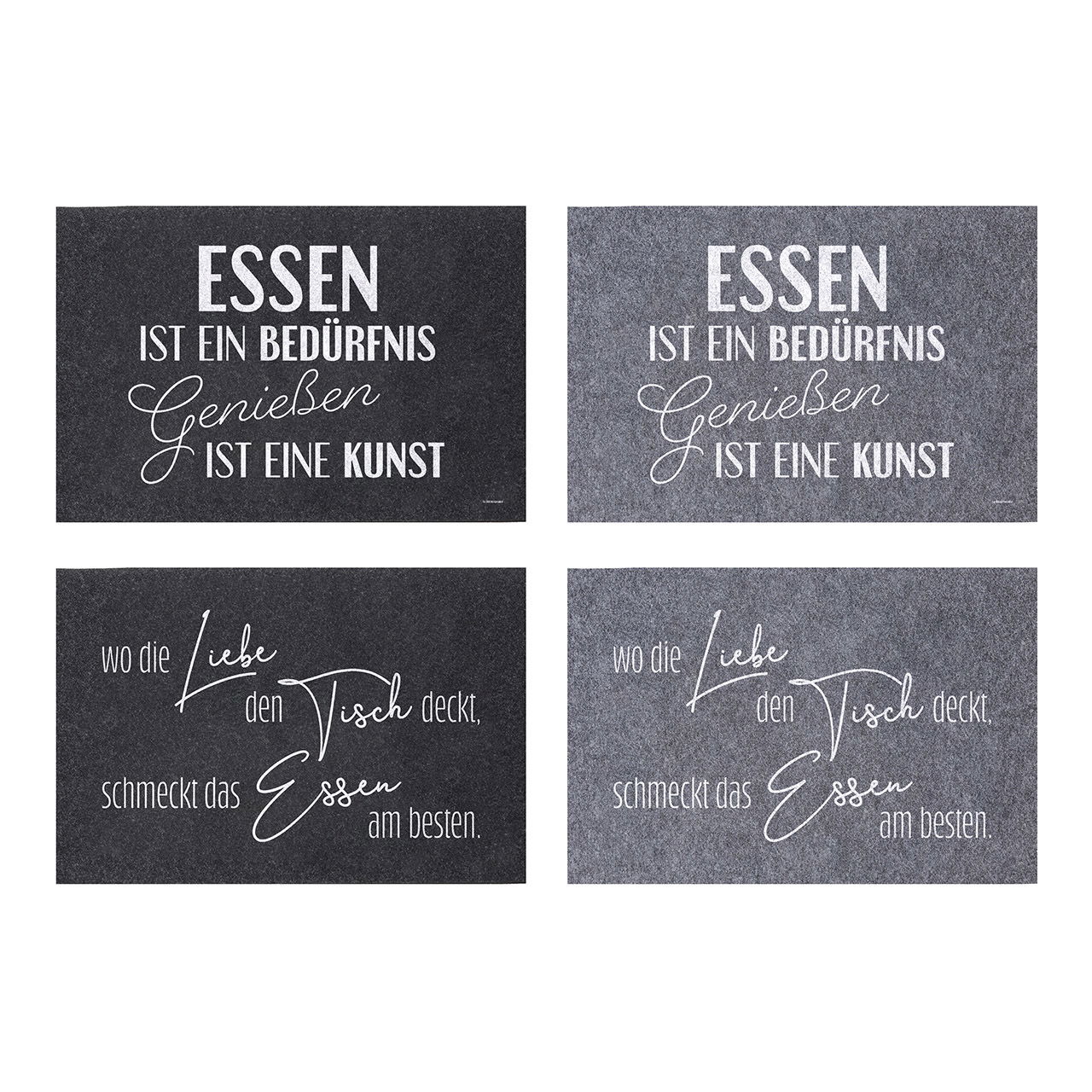 Tischset mit Spruch aus Filz Grau 4-fach, (B/H) 45x30cm