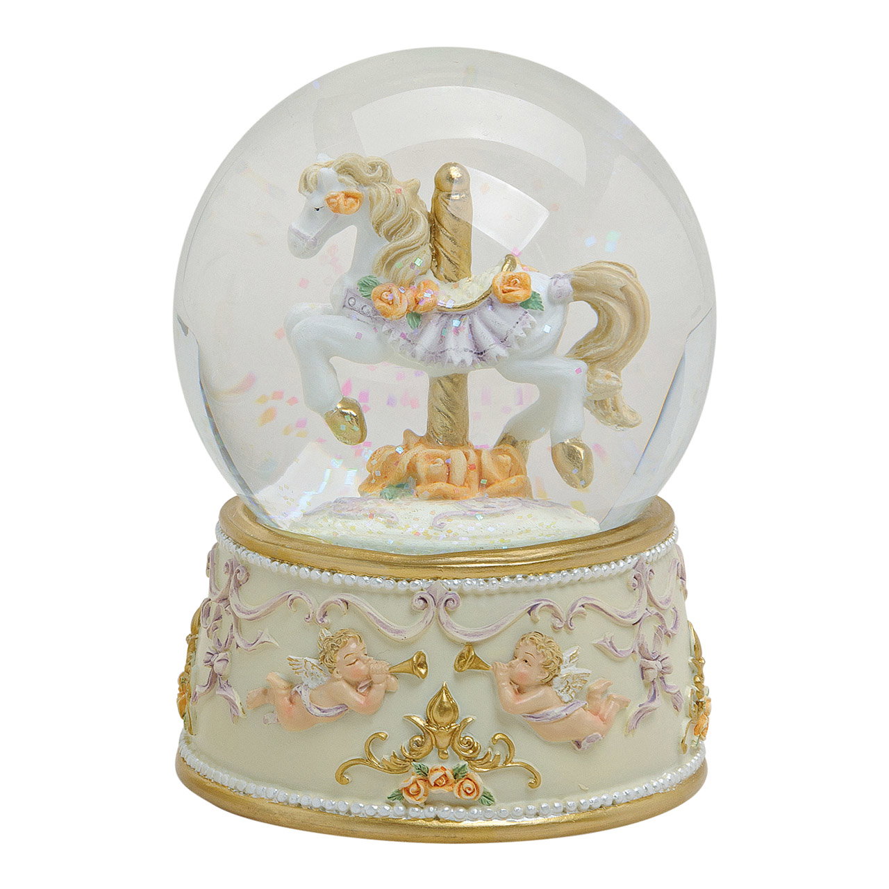 Orologio musicale/palla di mica cavallo nostalgico (L/H/D) 10x15x10 cm Schneekugel, Karussell, Engel, Deko, Kugel