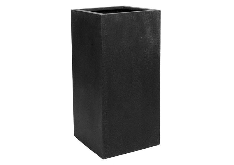 Fiberstone flower pot black (W/H/D) 30x60x30cm