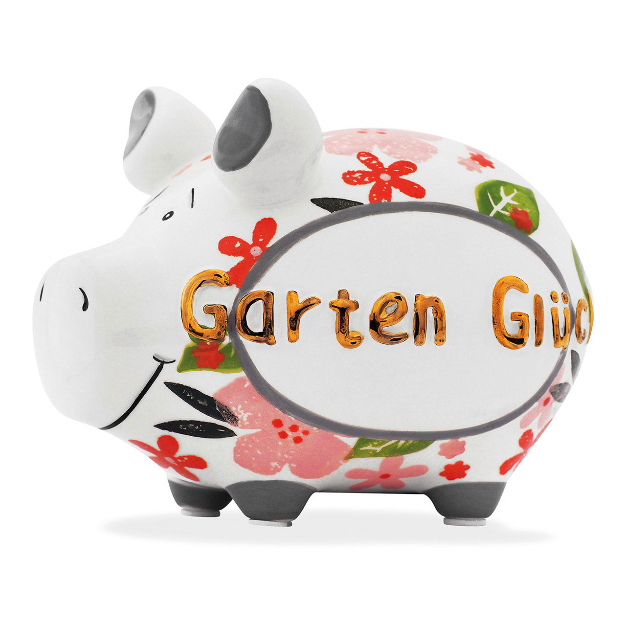 Tirelire KCG petit cochon, Gartenglück Gold-Edition, en céramique (L/H/P) 12,5x9x9cm