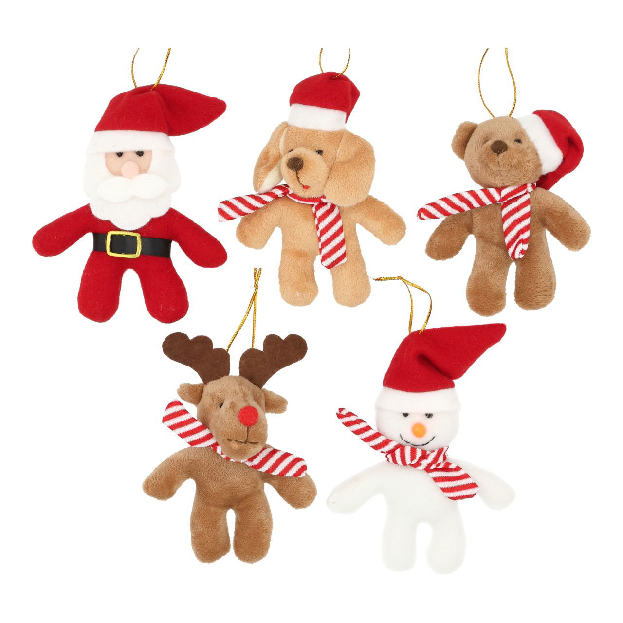 Hänger Weihnachtsfigur aus Plüsch Bunt 5-fach sortiert (B/H/T) 10x13x5cm Plüsch, Spielzeug, Teddybär