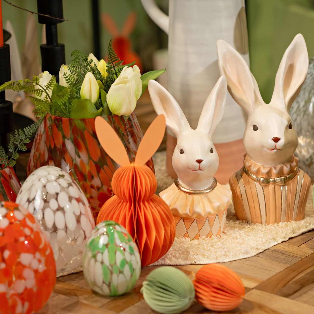 Oeuf de Pâques points décor en verre, blanc (L/H/P) 11x14x10cm Oeuf de Pâques points décor en verre, blanc (L/H/P) 11x14x10cm