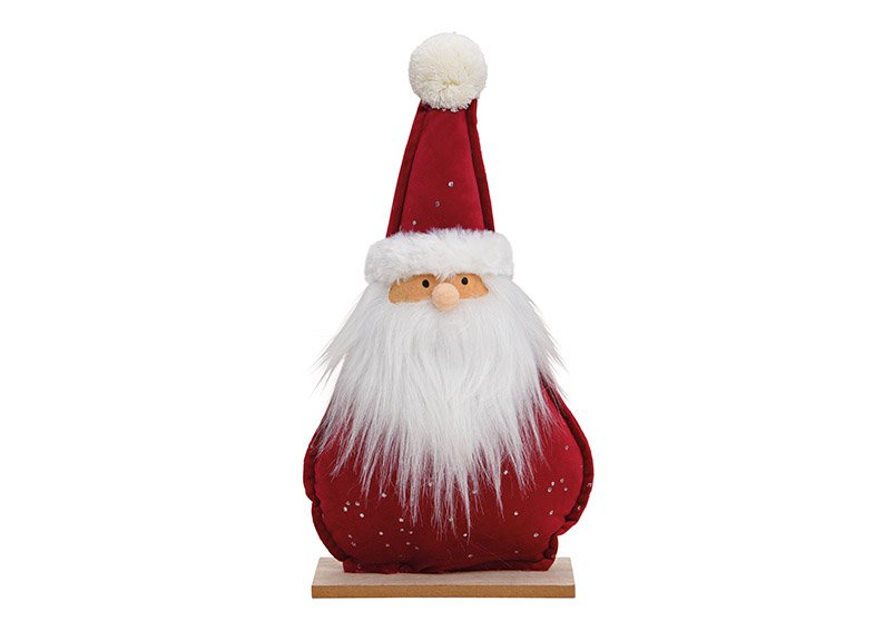 Santa on a wooden base made of textile bordeaux (w / h / d) 20x38x7cm