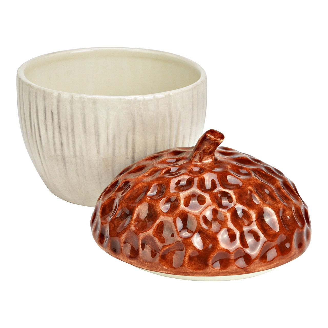 Acorn nut box made of ceramic, white/brown (W/H/D) 14x16x14cm Acorn nut box made of ceramic, white/brown (W/H/D) 14x16x14cm