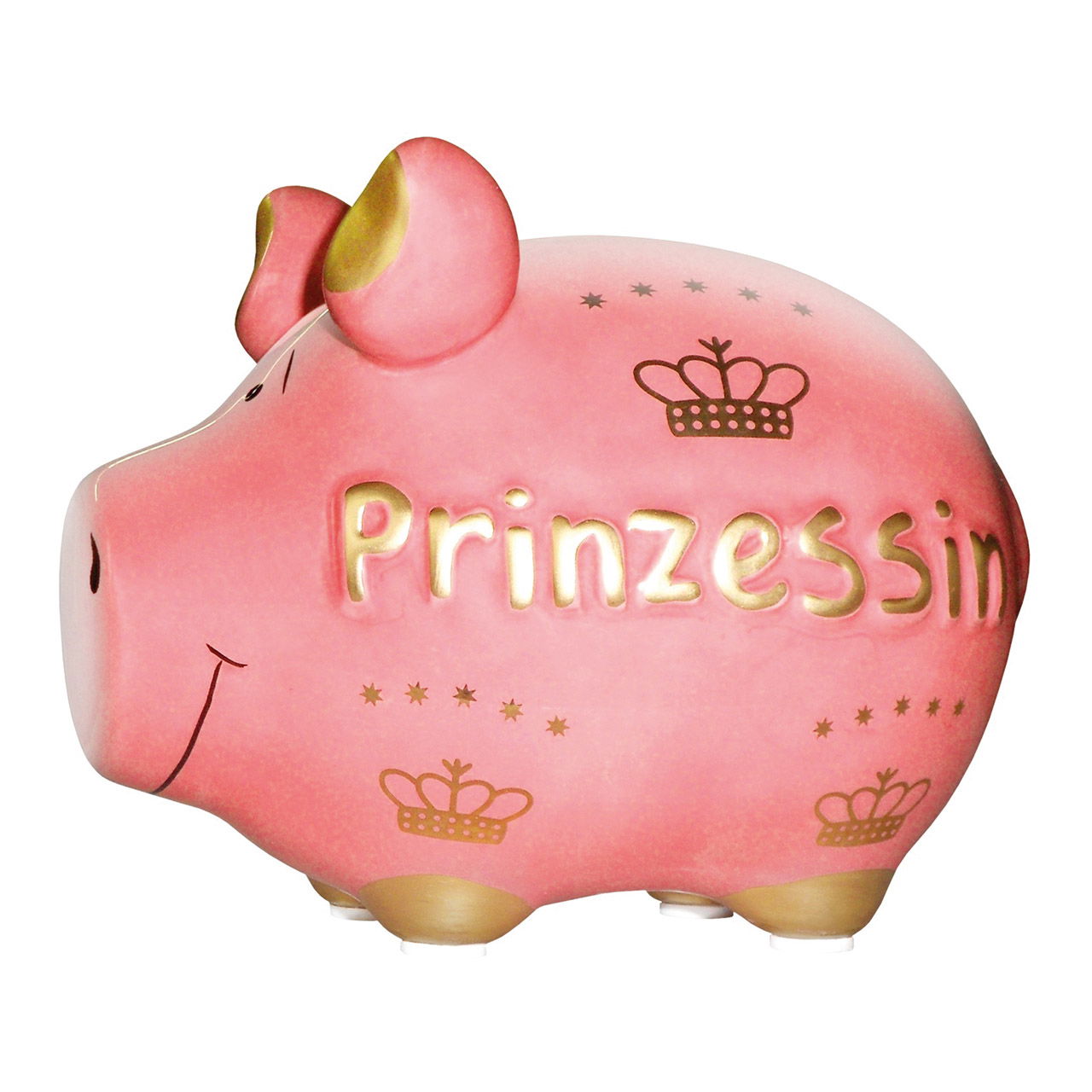 KCG Sparschwein "Prinzessin" aus Keramik, Pink/Gold (B/H/T) 12,5x9x9cm Kleinschwein Sparschwein