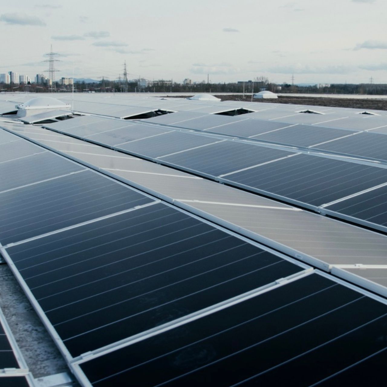 Elektrisches Gerät, Sonnenkollektoren, Im Freien, Luftbild