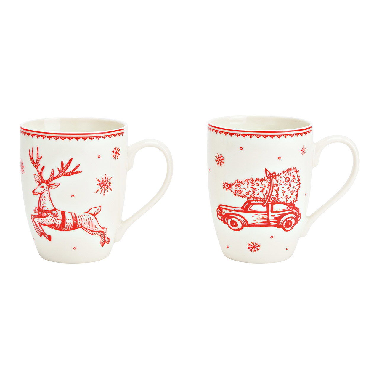 Gobelet Décor de Noël en porcelaine rouge, blanc 2 fois, (L/H/P) 8x10x8cm Gobelet Décor de Noël en porcelaine rouge, blanc 2 fois, (L/H/P) 8x10x8cm