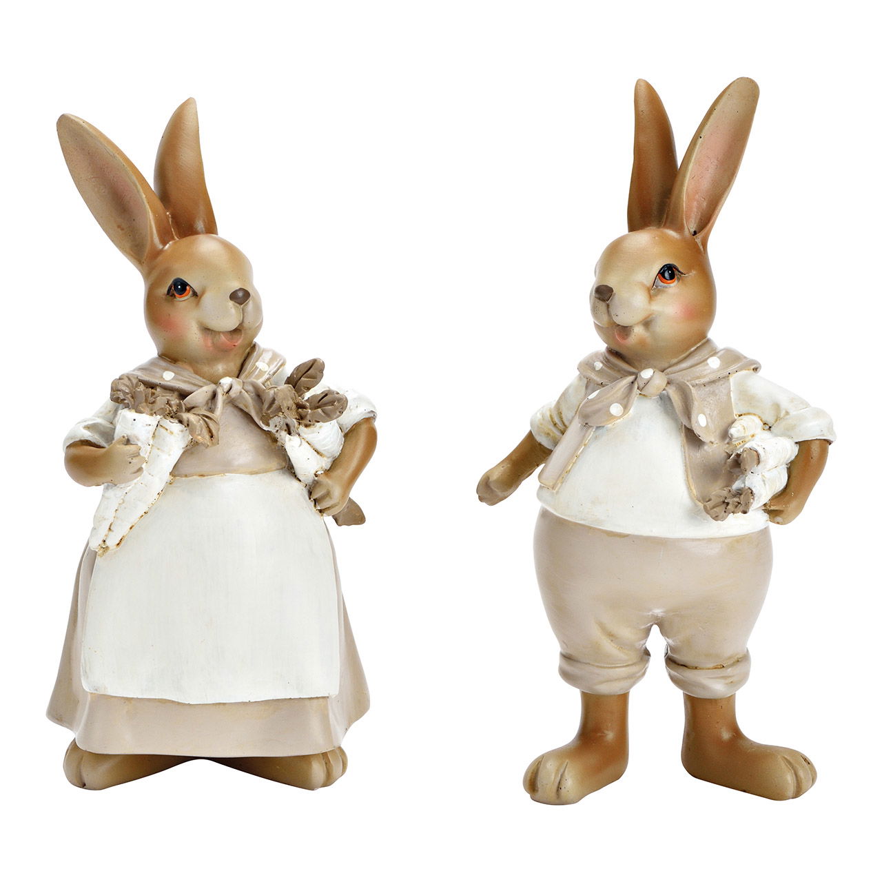 Hase Mann und Frau aus Poly braun 2-fach, (B/H/T) 10x19x8cm