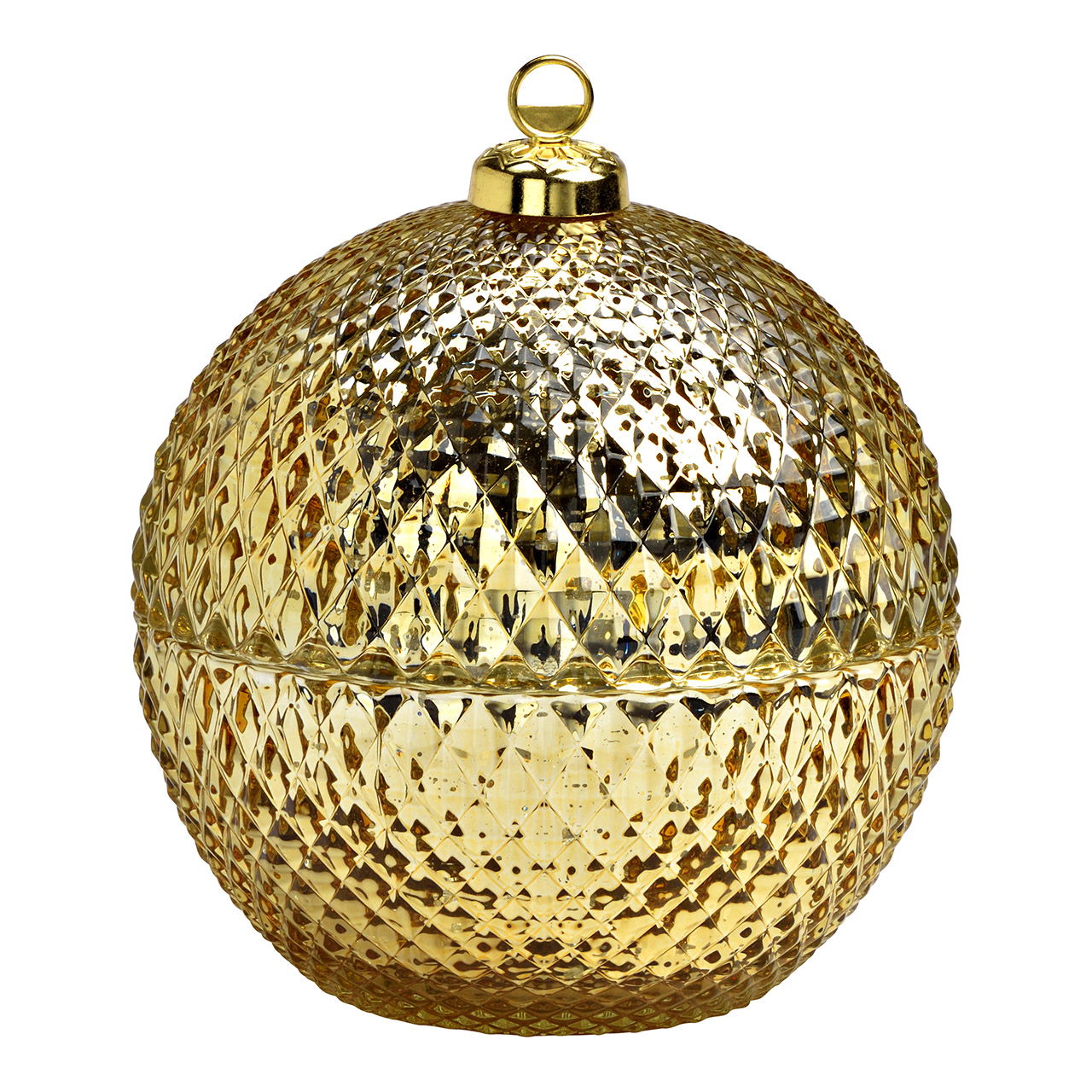Glass Christmas bauble jar, gold (W/H/D) 13x15x13cm Glass Christmas bauble jar, gold (W/H/D) 13x15x13cm