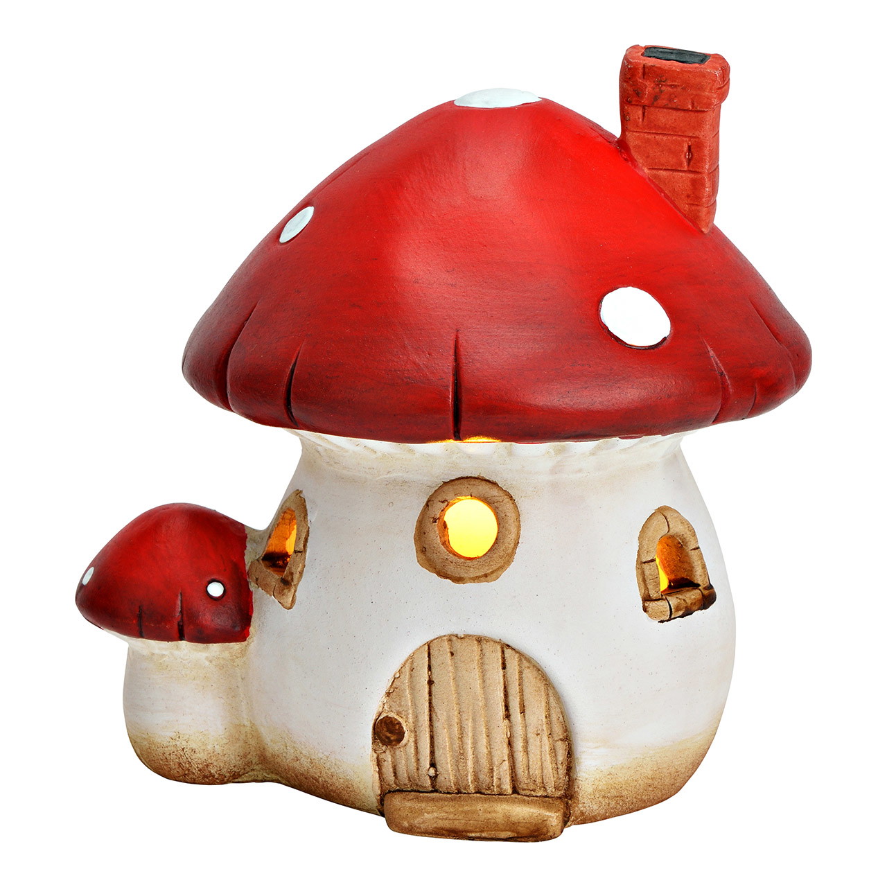 LED Pilzhaus aus Ton, Rot/Weiß (B/H/T) 12x12x10cm exkl.2XLR44 LED Pilzhaus aus Ton, Rot/Weiß (B/H/T) 12x12x10cm exkl.2XLR44
