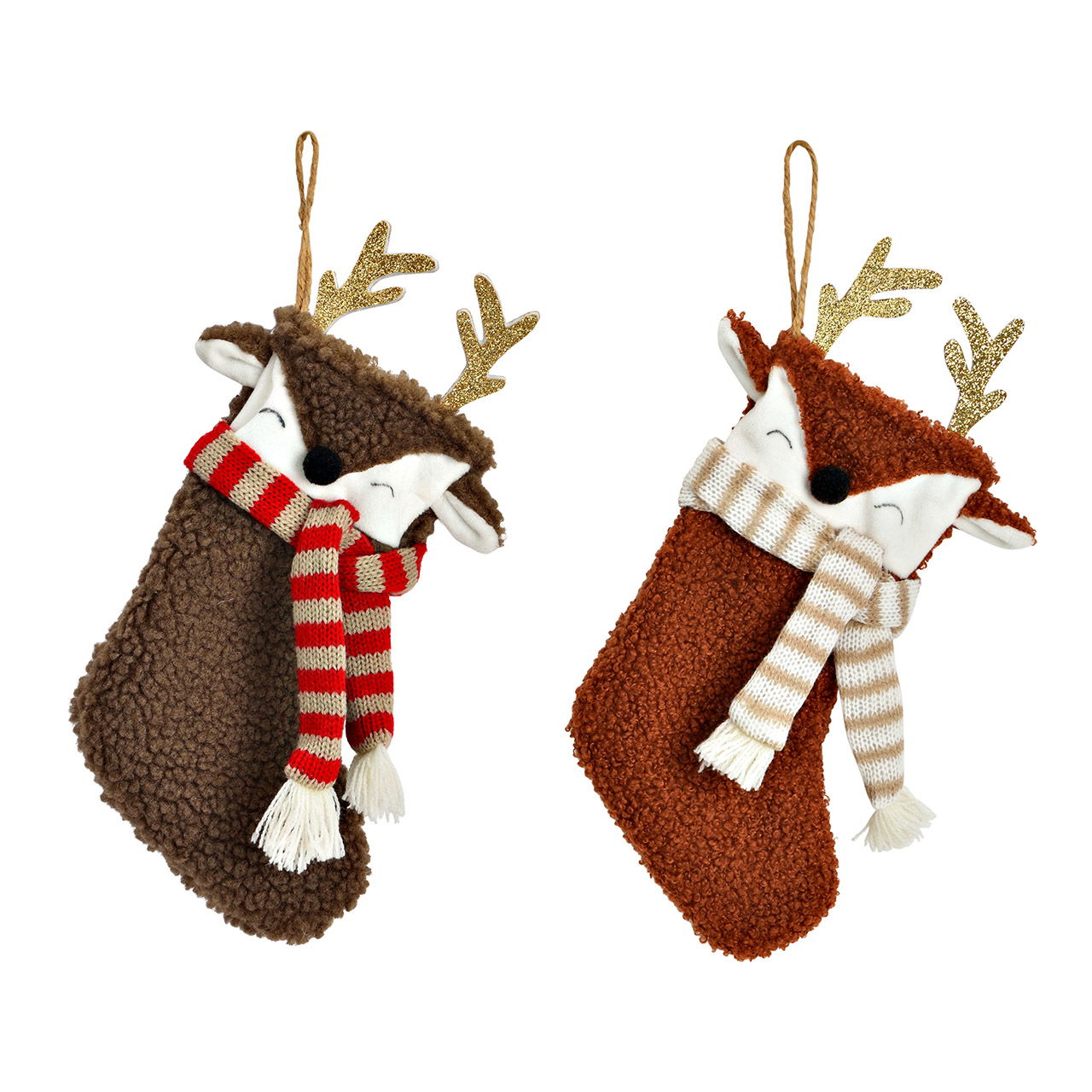 St. Nicholas boot deer made of textile, 2-fold, brown/red (W/H/D) 13x25x1cm Kerze, Festival, Weihnachten, Weihnachtsdekorationen, Weihnachten, Weihnachtsdekorationen, Festival, Kleidung, Strumpfwaren