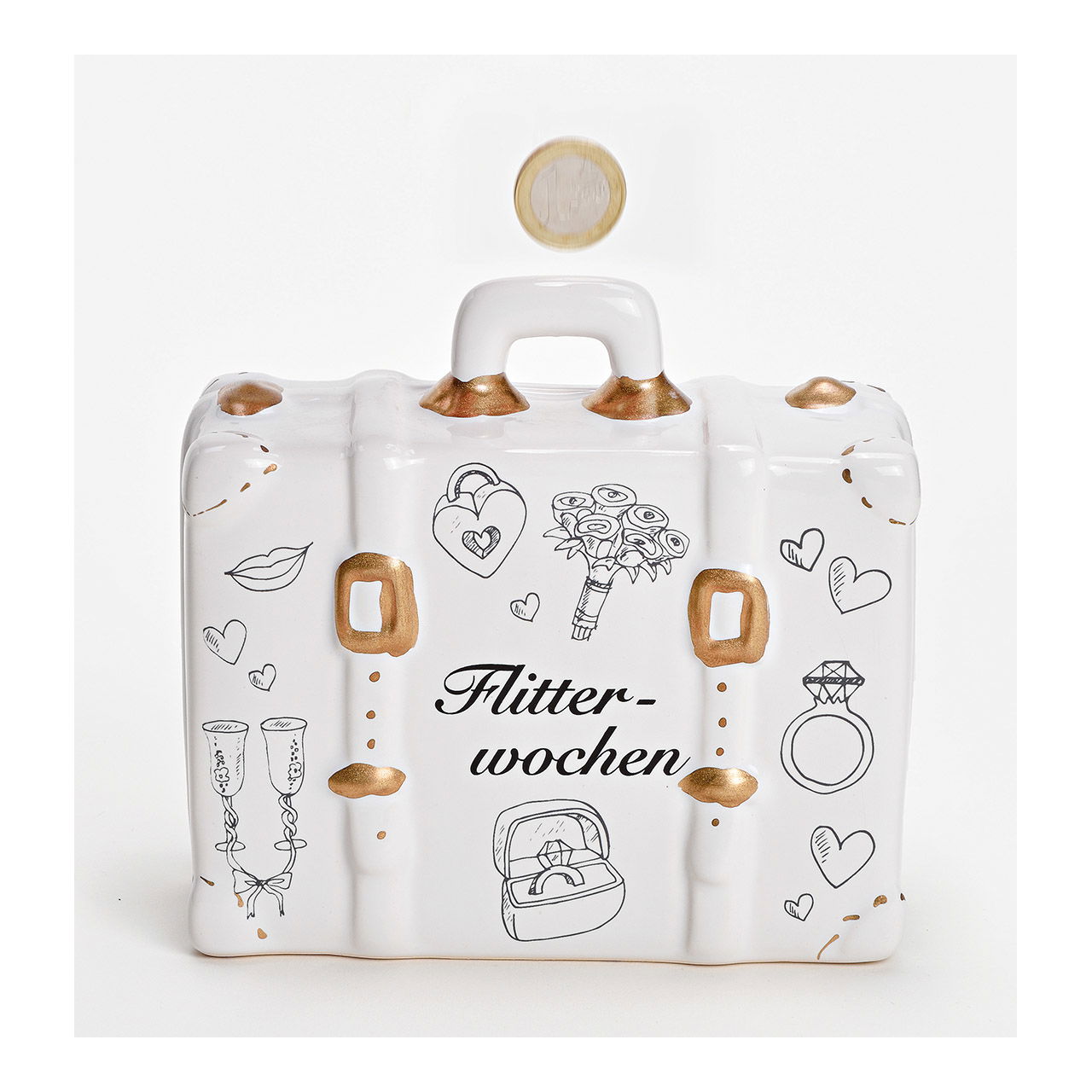 Money box suitcase Just married Ker. 14x6x13cm Tasche, Gepäck, Koffer