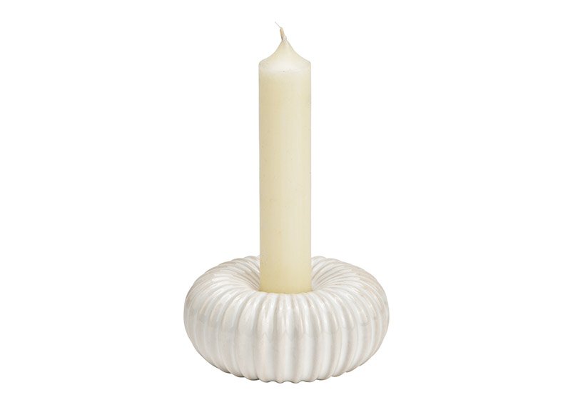 Porcelain candle holder white (W/H/D) 9x4x9cm