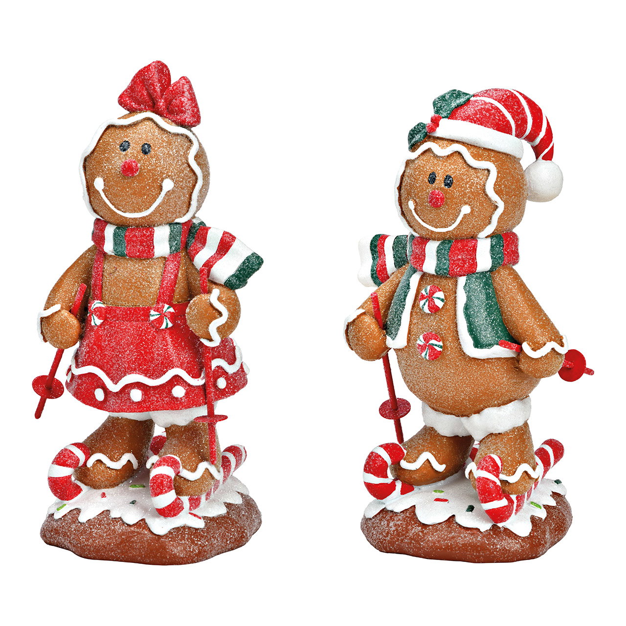 Figura de pan de jengibre sobre esquís de polietileno marrón 2 pliegues, (ancho/alto/profundidad) 13x22x11cm Essen, Süßigkeiten, Plätzchen