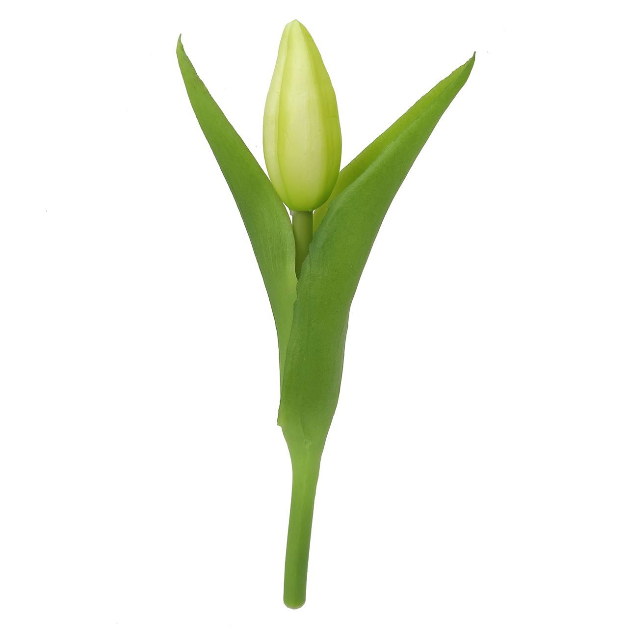 Tulpe mit kleinem Blütenkopf aus Kunststoff, Creme weiß grün (B/H/T) 4x13x4cm Blume, Pflanze, Knospe, Sprossen, Tulpe