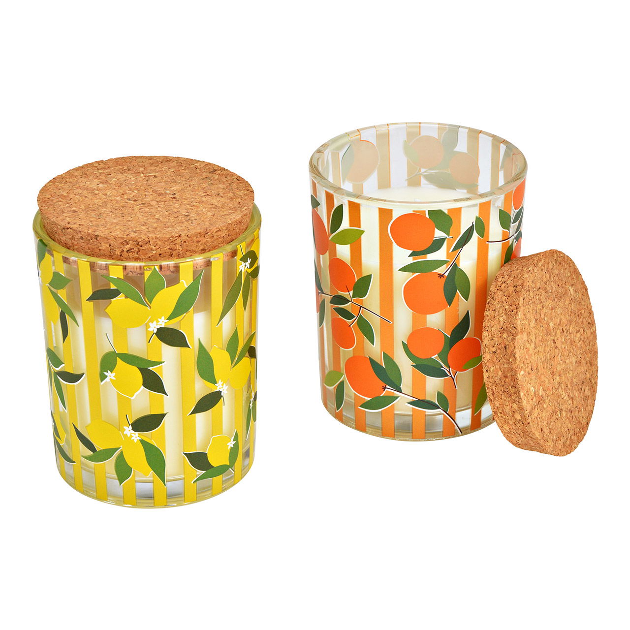 Windlicht Zitrone/Orange Dekor mit Duftkerze aus Glas/Korken, 2-fach, Gelb/Orange 200g (B/H/T) 8x10x8cm Windlicht Zitrone/Orange Dekor mit Duftkerze aus Glas/Korken, 2-fach, Gelb/Orange 200g (B/H/T) 8x10x8cm