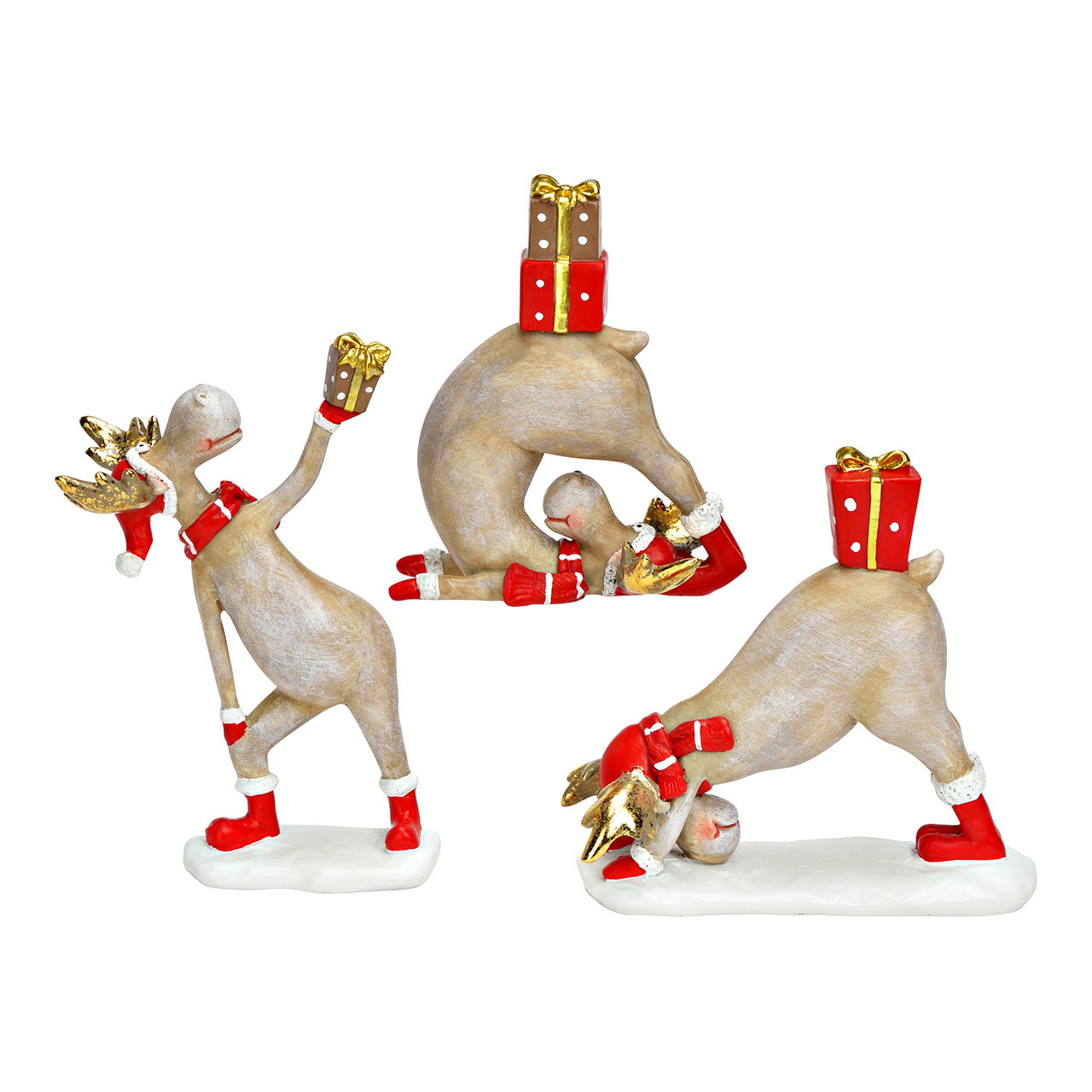 Figur Yoga Elch aus Poly, 3-fach, Beige (B/H/T) 10x13x4cm Figur, Spielzeug, Person