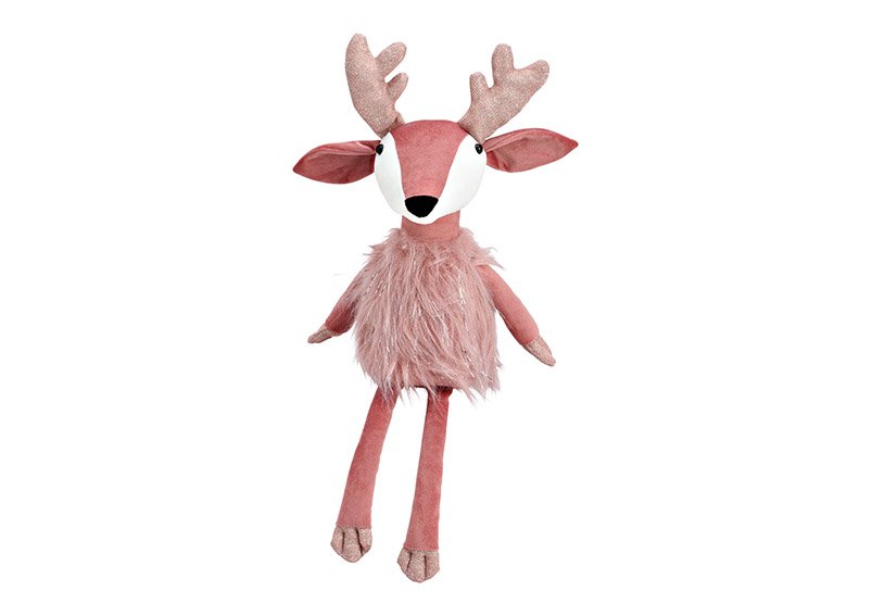 Taburete Bambi de tela rosa/rosa, (c/h/d) 22x31/50x15cm