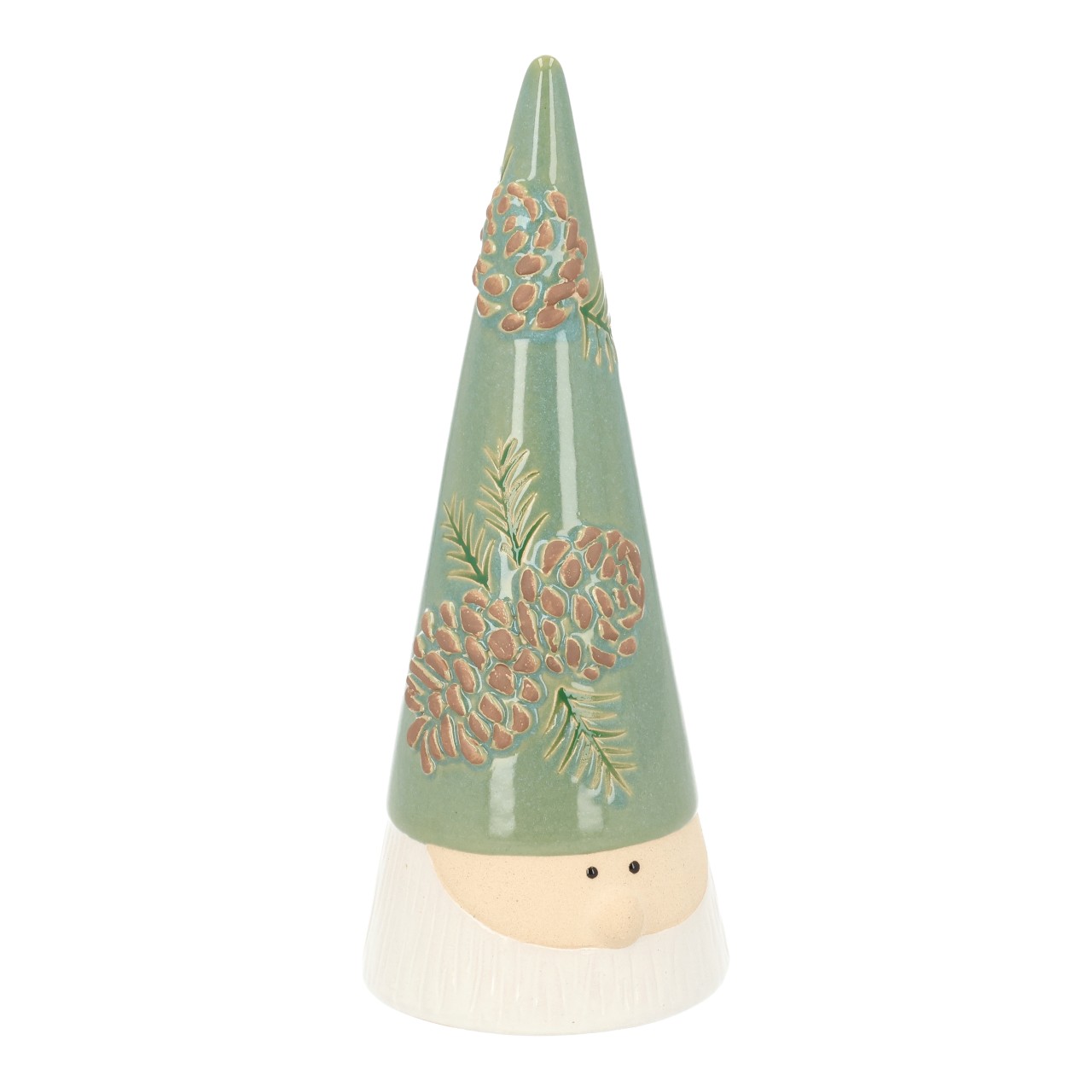 Nikolaus mit Zapfen Mütze aus Steingut Grün (B/H/T) 10x25x10cm Bekleidung, Hut, Kegel