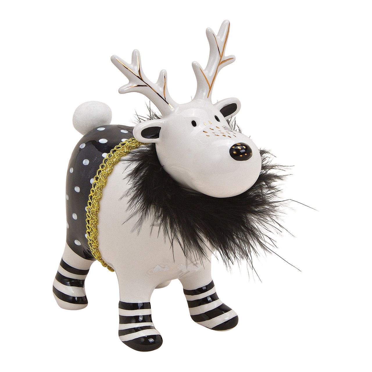 Ceramic moose black, white (W/H/D) 16x18x7cm Ceramic moose black, white (W/H/D) 16x18x7cm