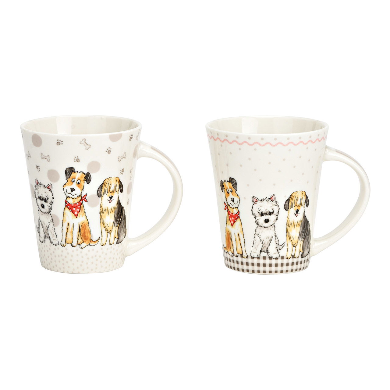 Mug dog decor made of porcelain white 2-fold, (W/H/D) 13x11x9cm 350ml