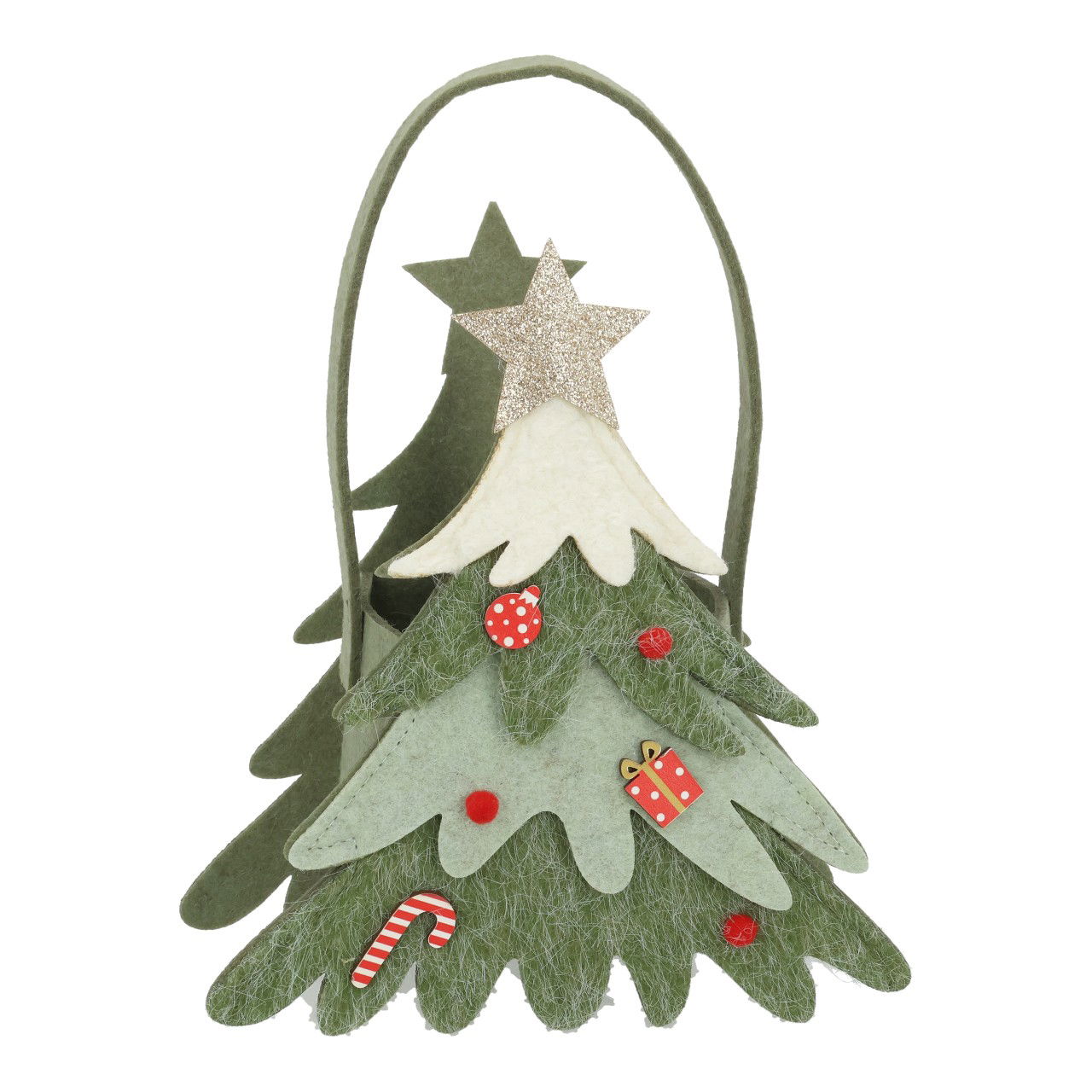 Cesta de fieltro árbol de Navidad verde (A/A/P) 18x20x9cm Zubehor, Weihnachten, Weihnachtsdekorationen, Festival