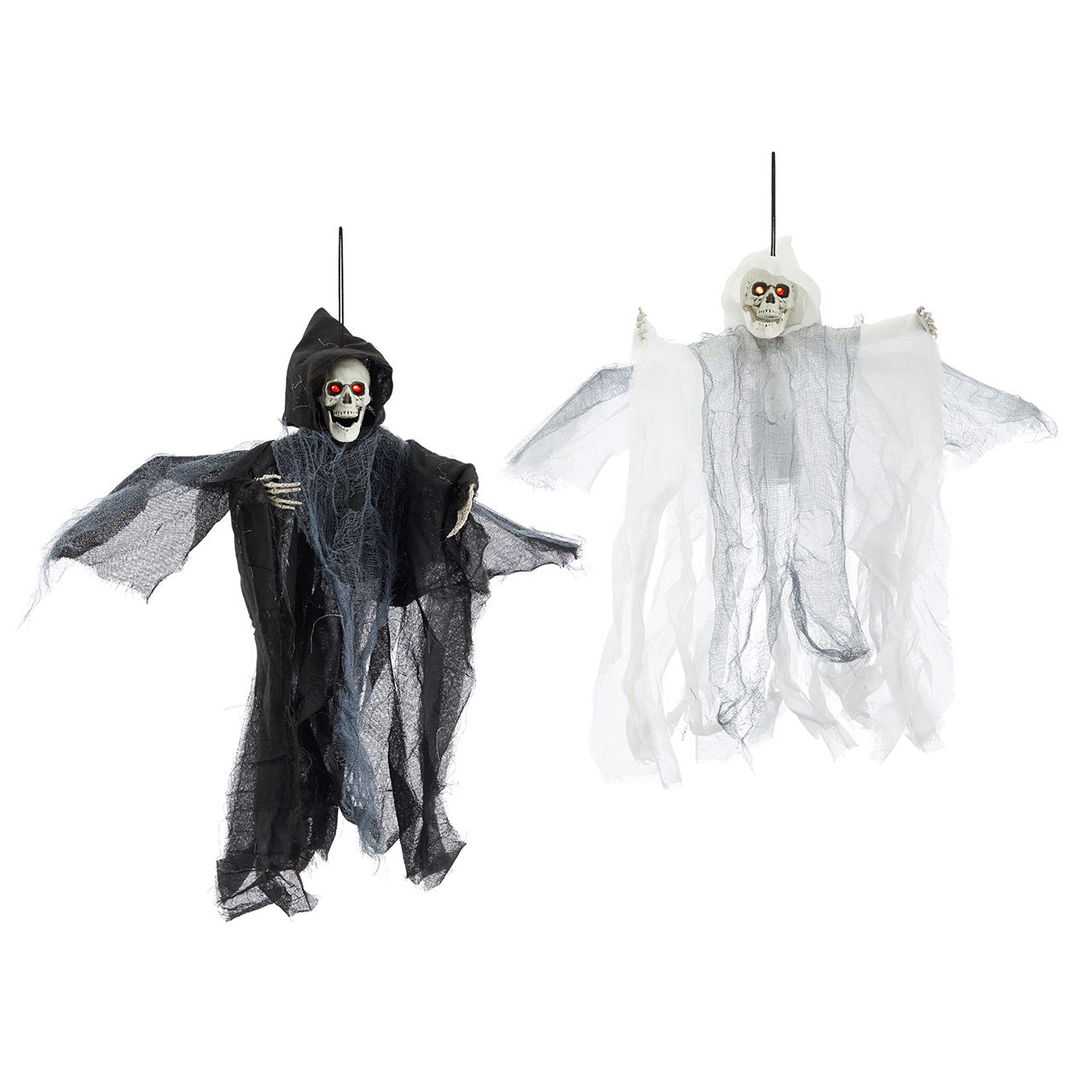 Flying Grim Reaper (animated) made of plastic, 2-fold, black/white (W/H/D) 40x46x6cm