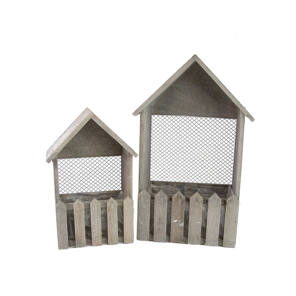 Korb Hausdesign mit Kunststoffeinlage, 2er Set, Holz, 17x9x27cm / 24x12x27cm, 2 Stck./ Set, natur, EAN 17x9x24: 4004942093973
