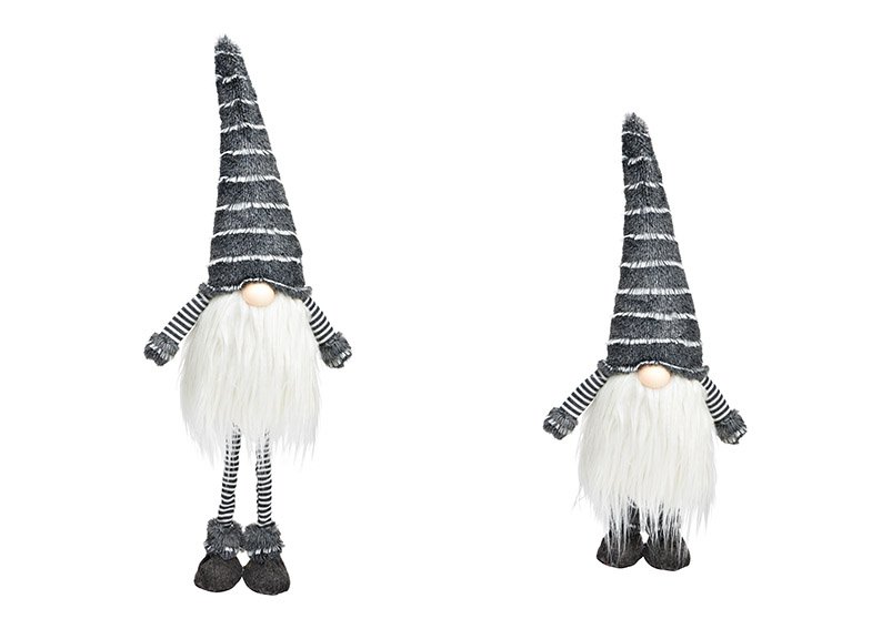 Gnome with telescopic legs textile gray 21x70x14cm