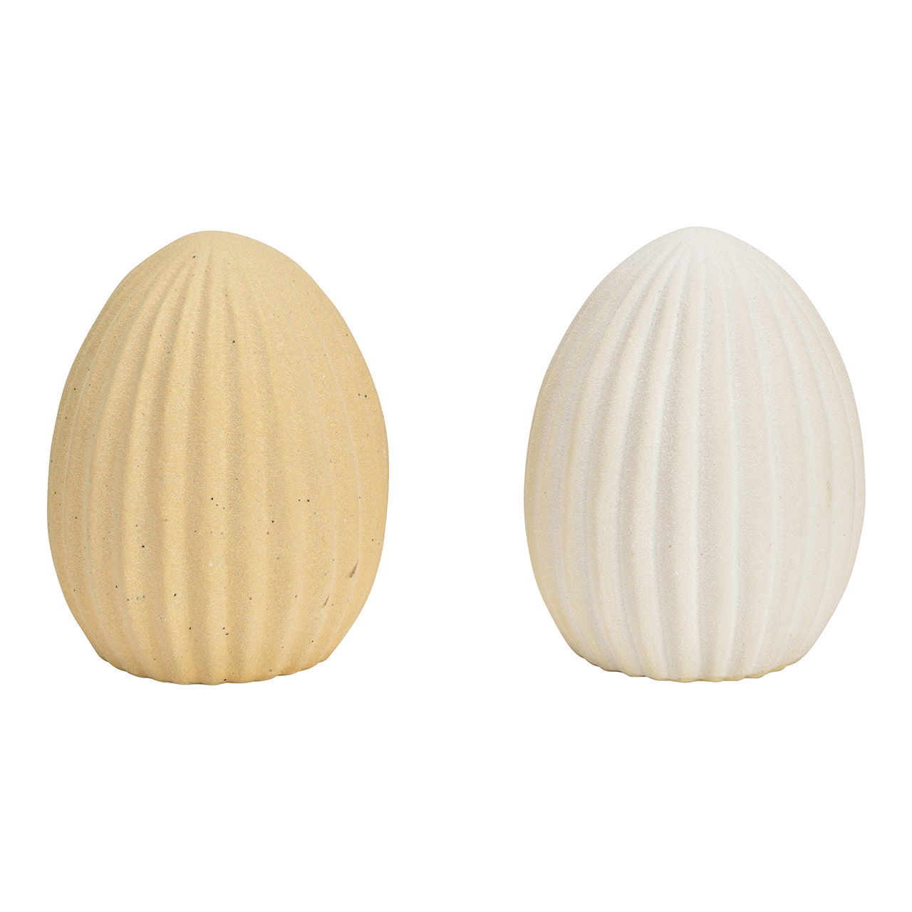 Oeuf de Pâques en céramique beige, blanc 2 fois, (L/H/P) 7x9x7cm Ei, Essen