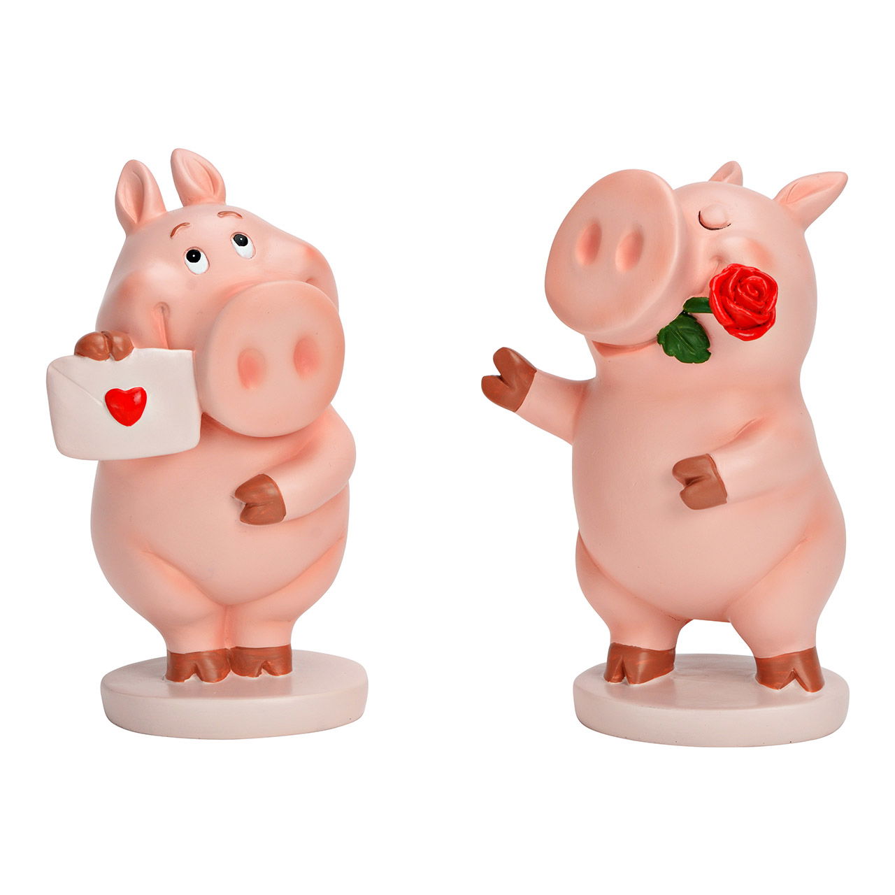 Pig in love made of poly, 2-fold, pink (W/H/D) 10x16x9cm