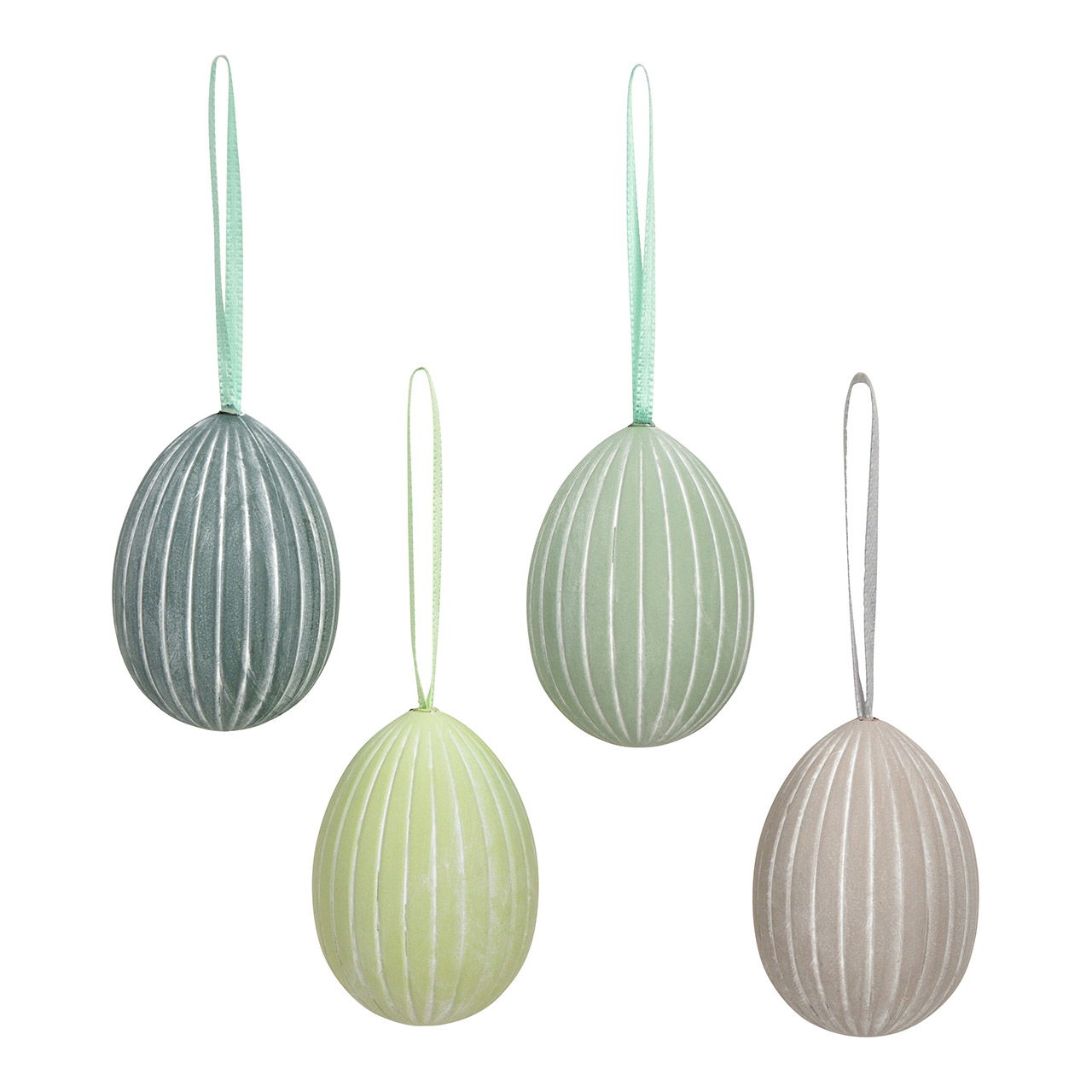 Hanging set of plastic Easter eggs 4x6x4cm set of 12, gray/green (W/H/D) 15x17x9cm