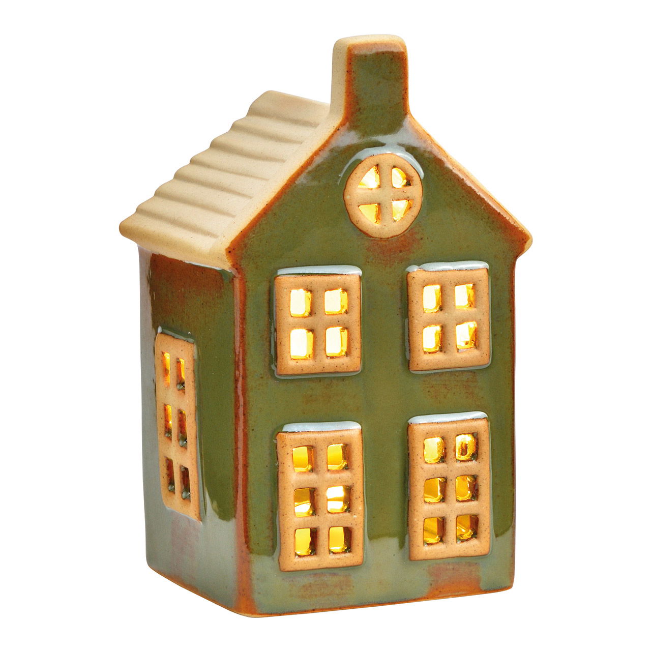 LED Lichthaus aus Keramik (exkl. 2xAG13), Grün (B/H/T) 6x11x6cm Postfach