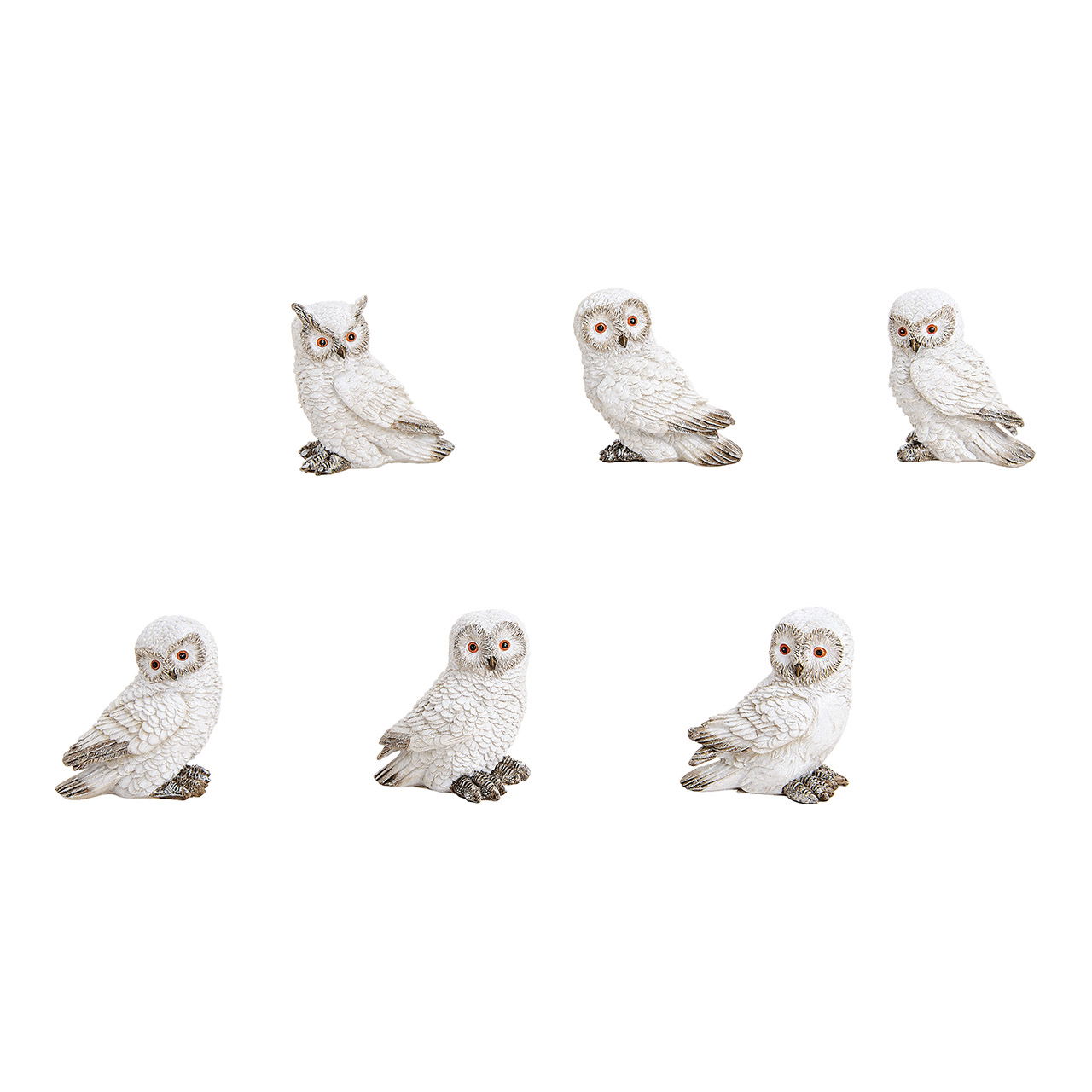 Schneeeule aus Poly Weiß 6-fach, (B/H/T) 7x8x5cm Tier, Vogel, Eule
