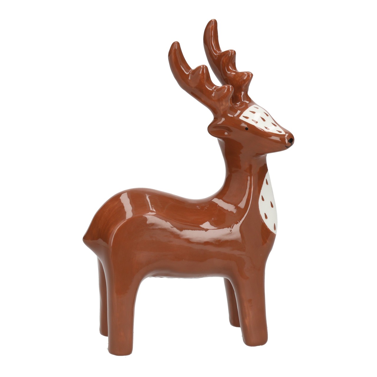 Hirsch aus Keramik Braun (B/H/T) 12x21x6cm Figur, Tier, Hirsch, Säugetier, Tierwelt