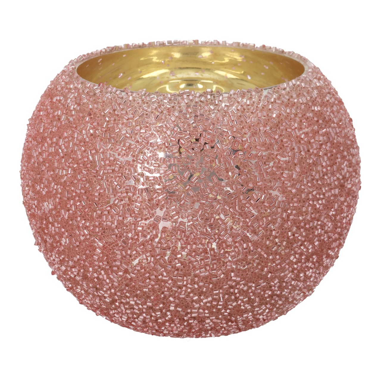 glass-bowl, pink-bowl, bead-texture, rose-gold, decorative-candle-holder