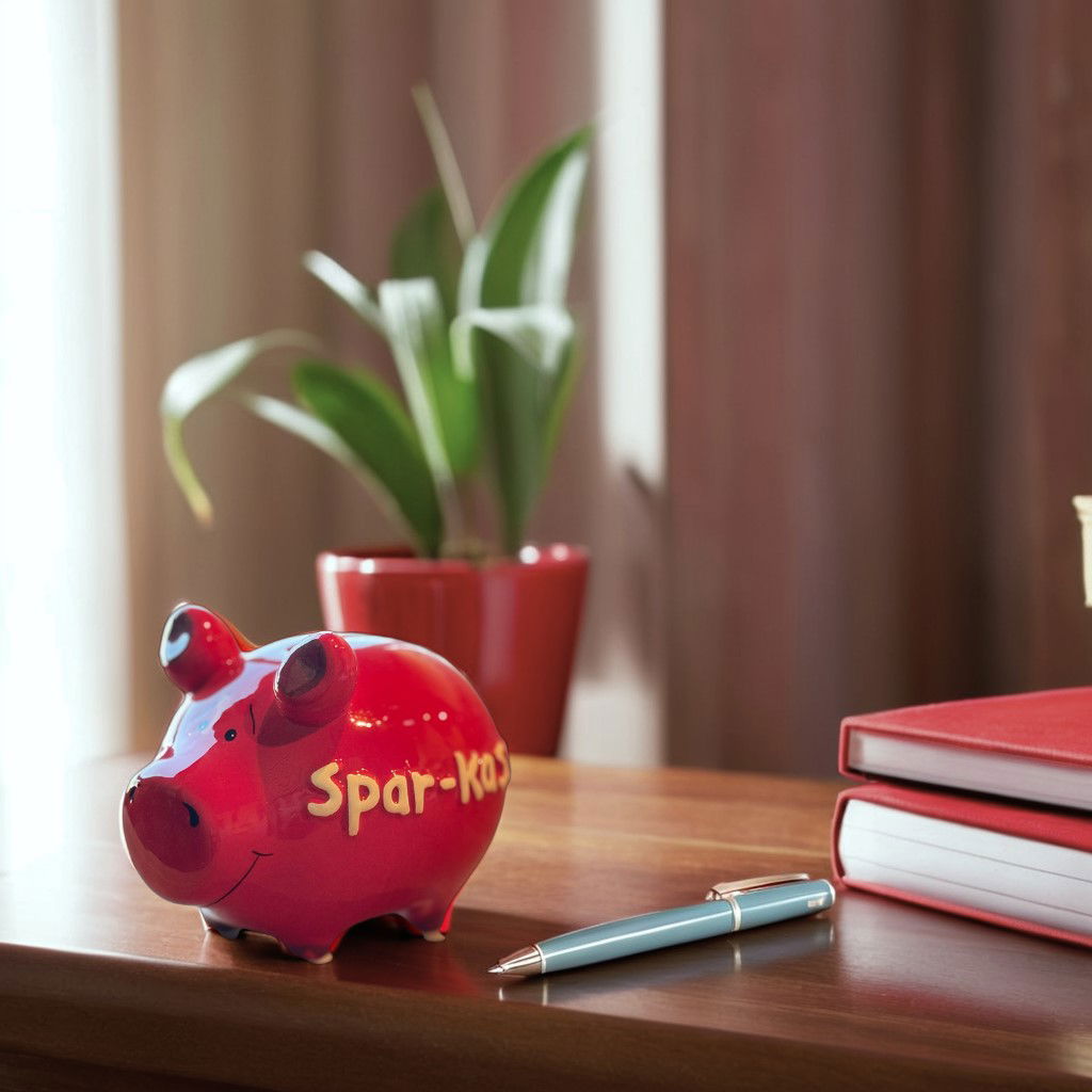 Sparschwein Company Sparschwein "Spar-Kasse" aus Keramik, Rot/Weiß (B/H/T) 12,5x9x9cm Kleinschwein Stift, Tier, Säugetier, Schwein