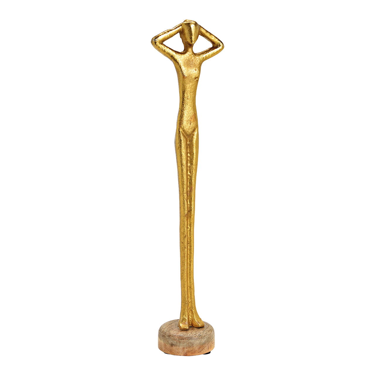 Stand-up figure on mango wood base made of gold metal (W/H/D) 9x39x7cm Stand-up figure on mango wood base made of gold metal (W/H/D) 9x39x7cm