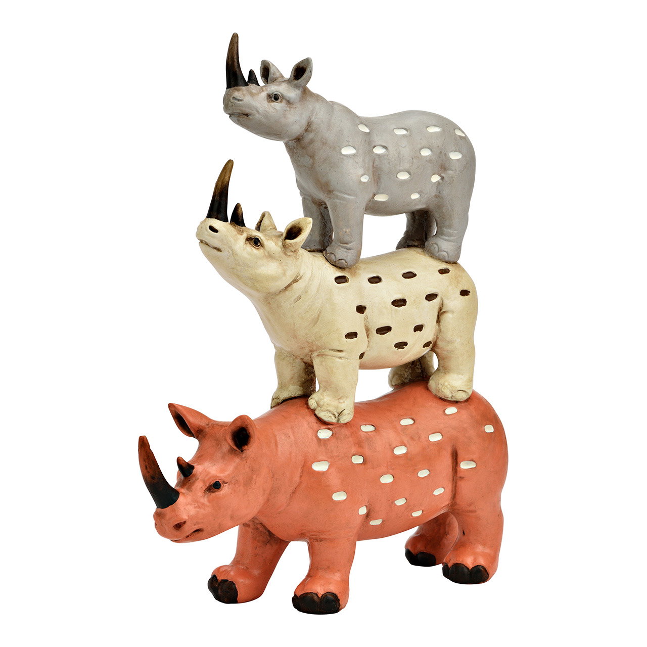 Rhinoceros pyramid made of magnesia, pink/grey/white (W/H/D) 19x22x6cm Figur, Tier, Säugetier, Schwein