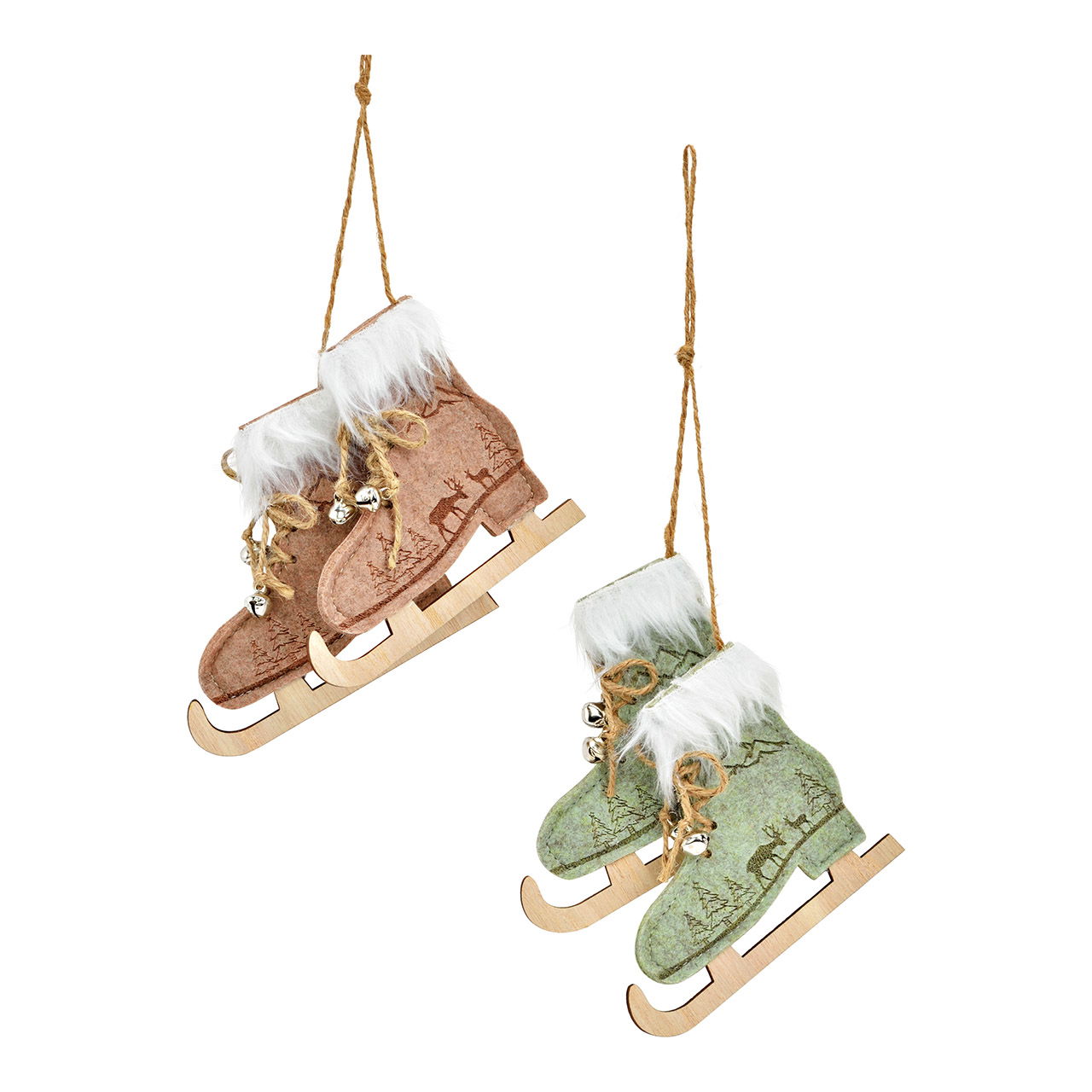 Patines colgantes de fieltro/madera, 2 pliegues, verde/marrón (A/A/A) 12x10x2cm Patines colgantes de fieltro/madera, 2 pliegues, verde/marrón (A/A/A) 12x10x2cm