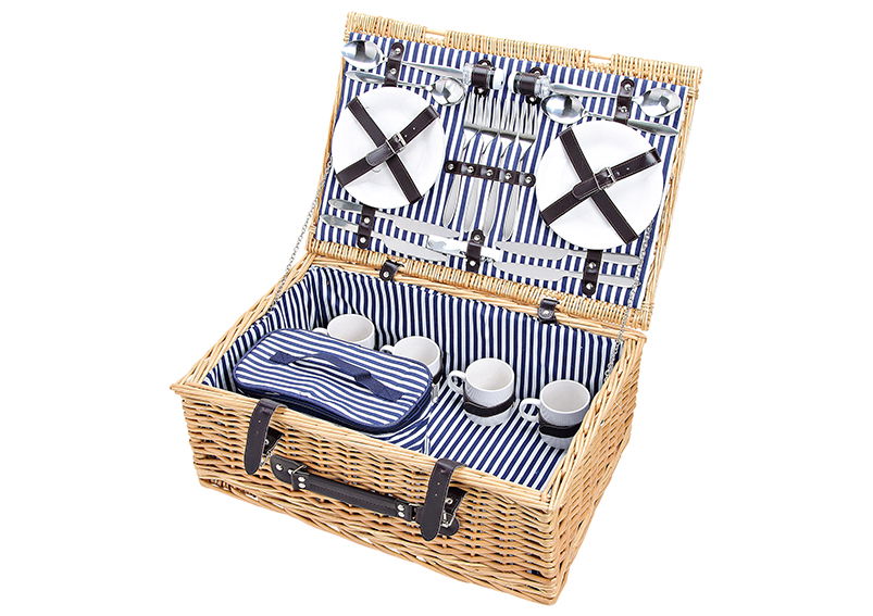 Cestino da picnic per 4 persone in salice, 25 pezzi, L54 x P37 x H21 cm