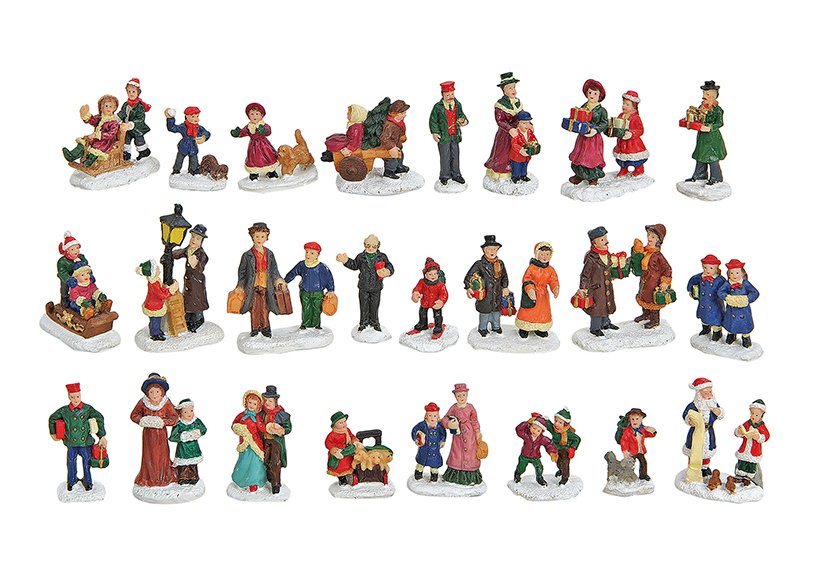 Figurines de Noël miniatures en poly, assorties, 3-5 cm