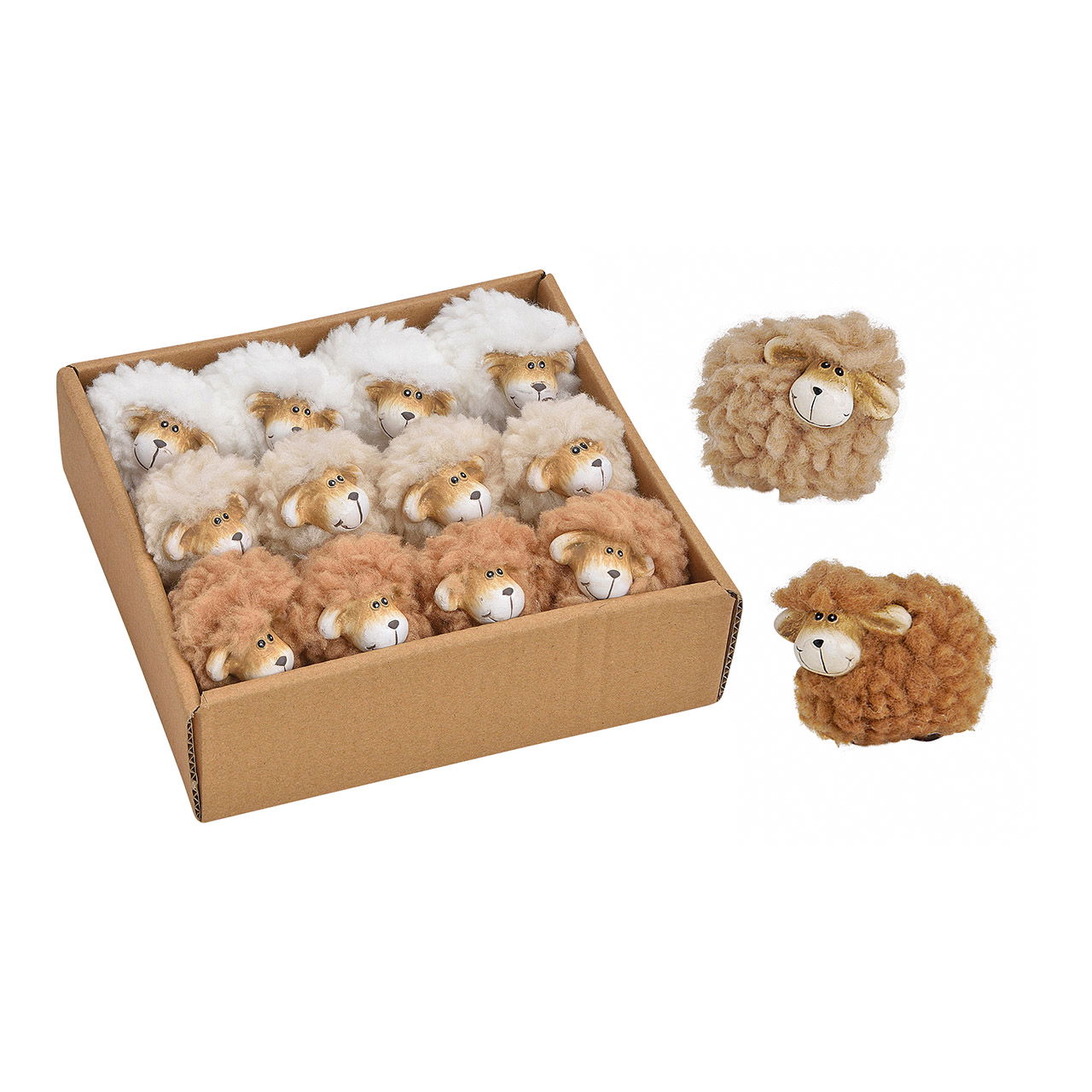 Schaap gemaakt van klei/faux bont, B5 x D3 x H4 cm Schaap gemaakt van klei/faux bont, B5 x D3 x H4 cm