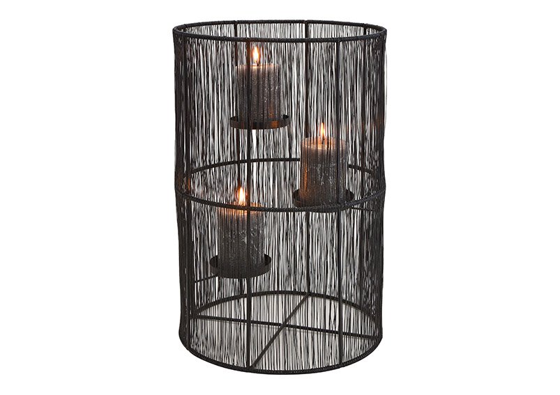Portacandele per 3 candele in metallo nero (L/H/D) 30x45x30cm