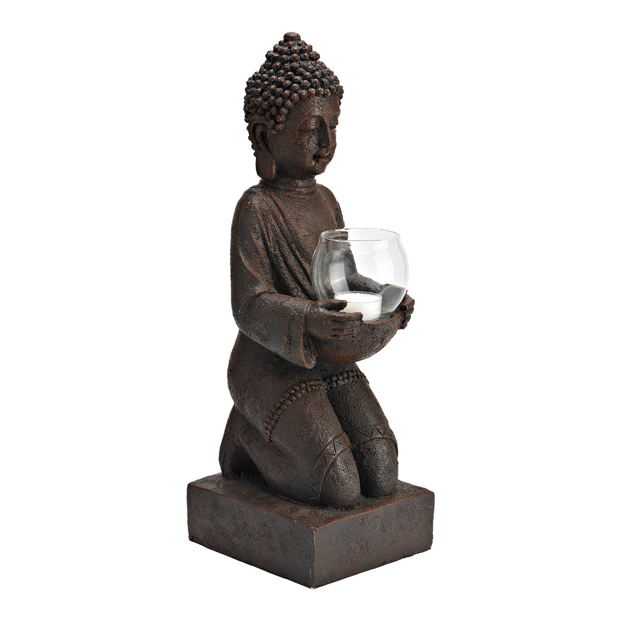 Bougeoir Bouddha en poly brun (L/H/P) 14x43x15cm Bougeoir Bouddha en poly brun (L/H/P) 14x43x15cm