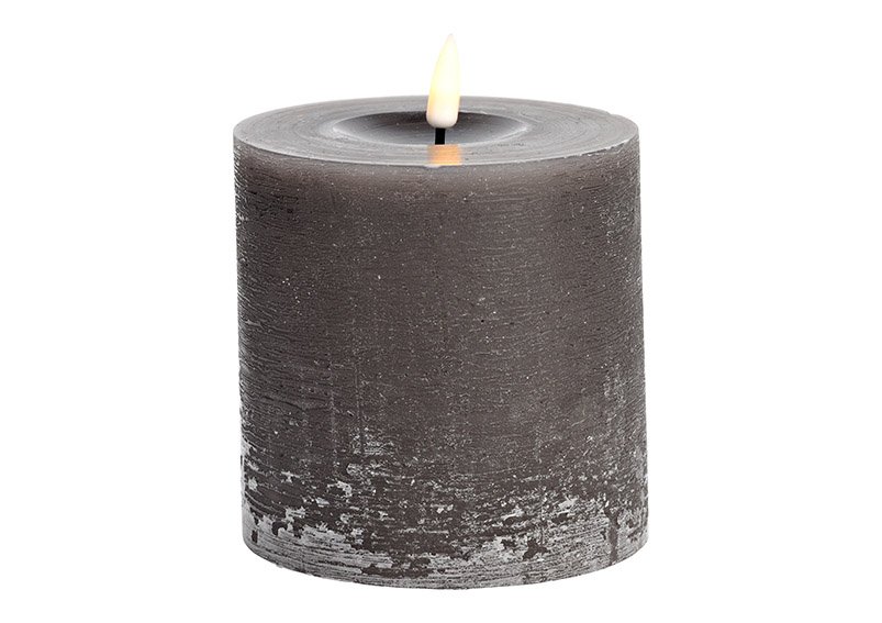 Candle LED with timer by remote control made of wax mocha (W/H/D) 10x10x10cm