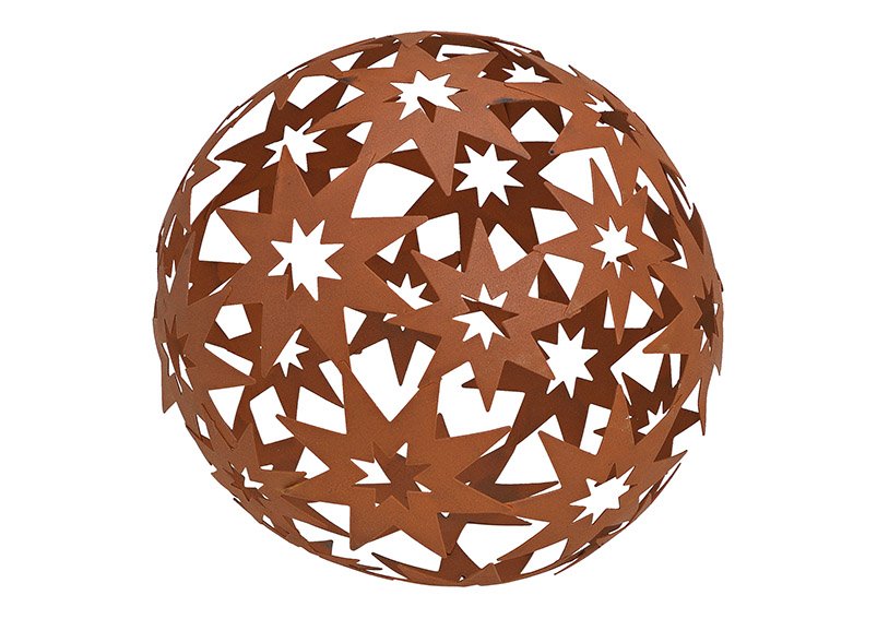 Boule, décor étoiles, en métal brun Ø18cm